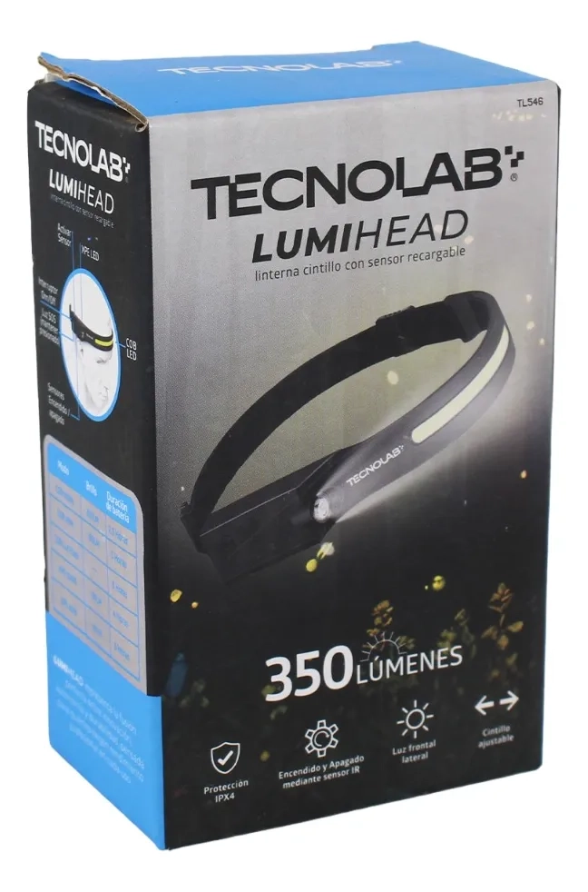 LINTERNA CINTILLO LED RECARGABLE 350LM USB BLANCO NEGRO - 2