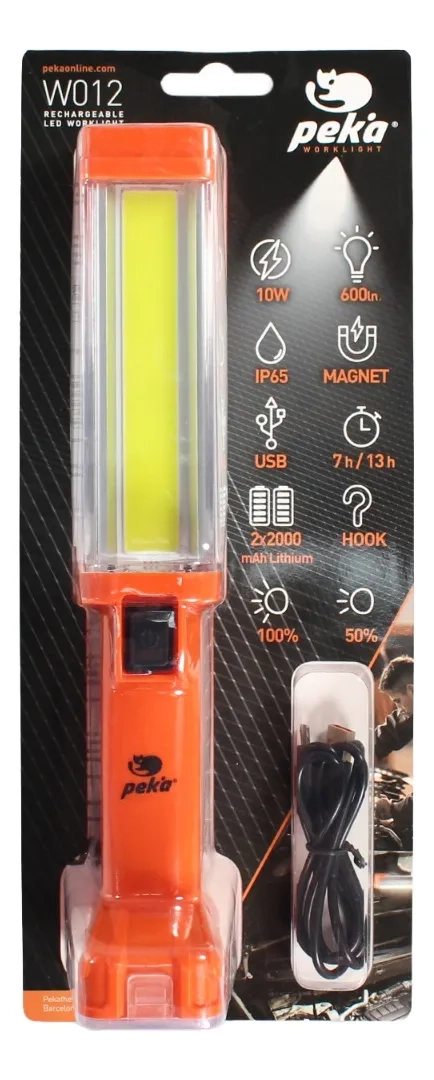 LINTERNA LED TRABAJO RECARGABLE 600 LM BLANCO NEGRO - 2
