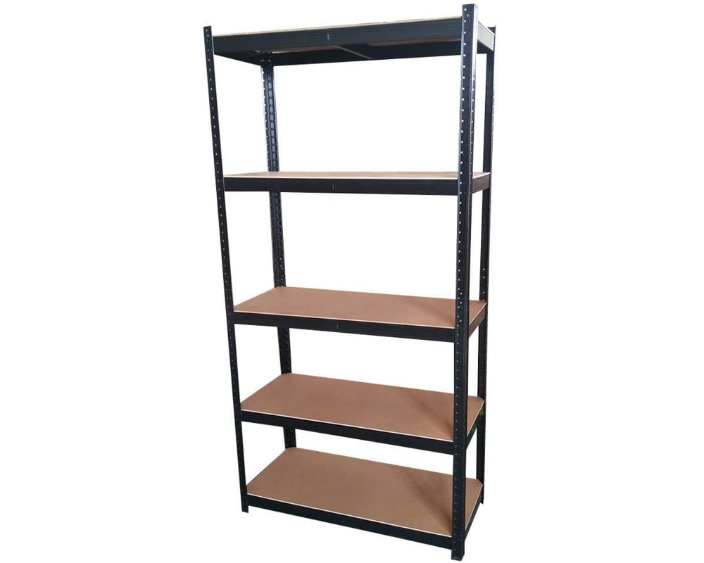 ESTANTE METALICO NEGRO 180X90X40CM 5 REPISAS DE MDF AJUSTABLES 175K POR REPISA - 1