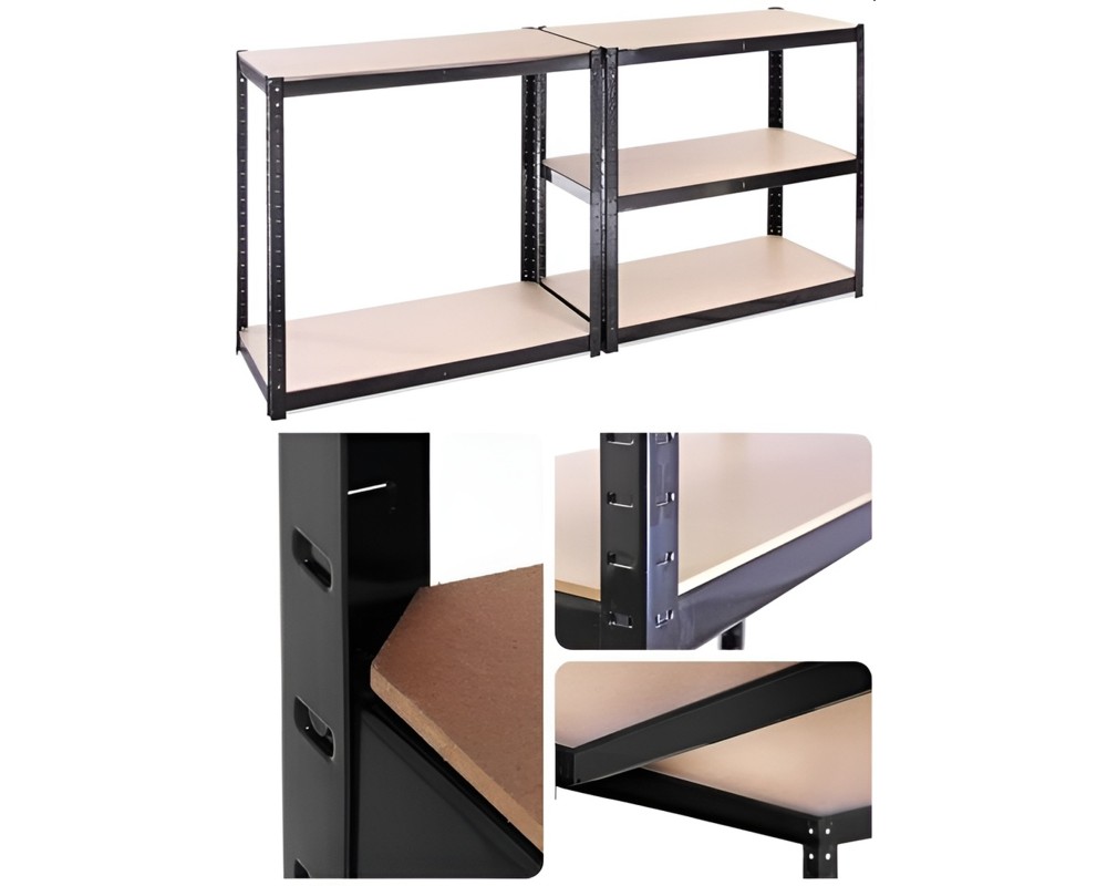 ESTANTE METALICO NEGRO 180X90X40CM 5 REPISAS DE MDF AJUSTABLES 175K POR REPISA - 2