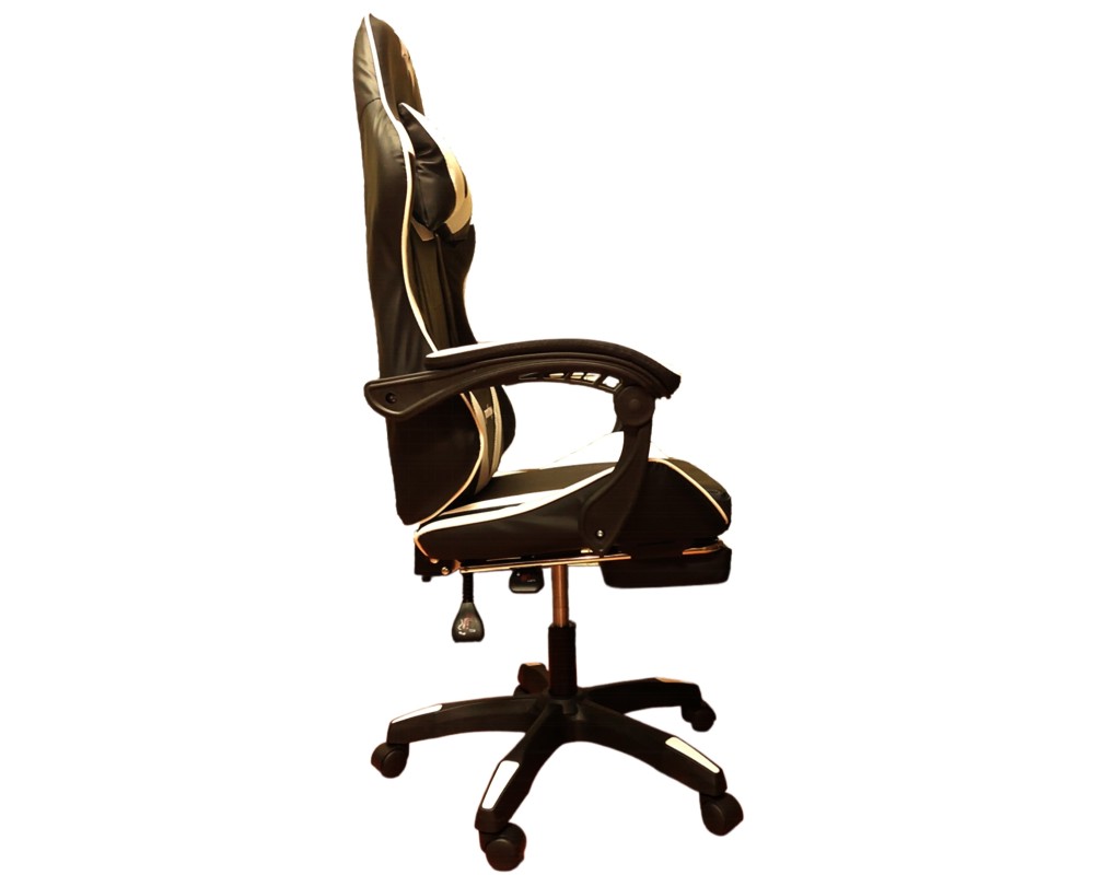 SILLA GAMER PENDRAGON 730-5 NEGRA BLANCA RECLINABLE APOYAPIES - 4