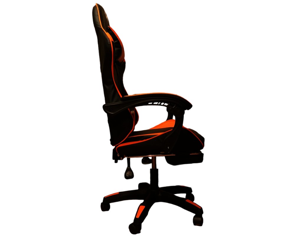 SILLA GAMER PENDRAGON 730-5 NEGRA NARANJA RECLINABLE APOYAPIES - 4