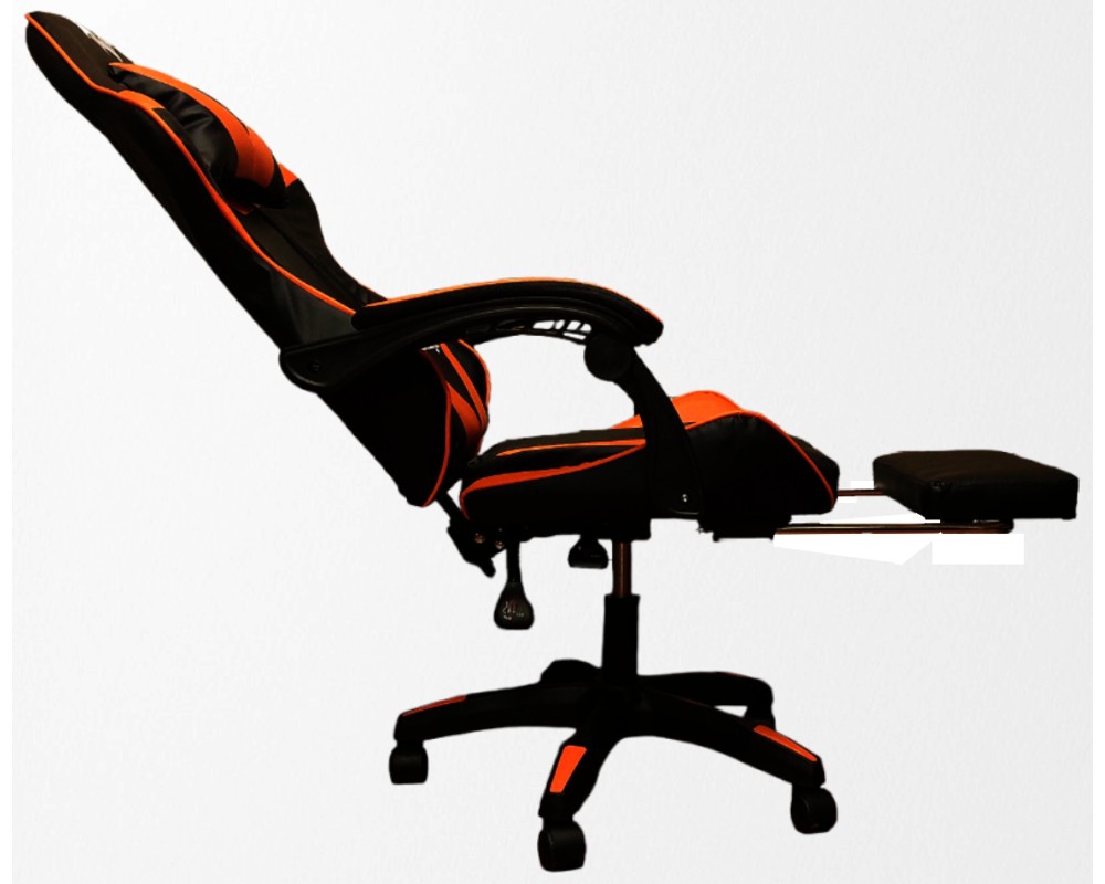 SILLA GAMER PENDRAGON 730-5 NEGRA NARANJA RECLINABLE APOYAPIES - 5
