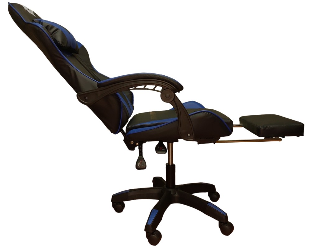 SILLA GAMER PENDRAGON 730-5 NEGRA AZUL RECLINABLE APOYAPIES - 3