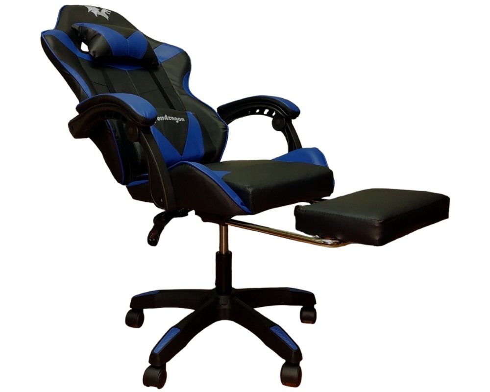 SILLA GAMER PENDRAGON 730-5 NEGRA AZUL RECLINABLE APOYAPIES - 5