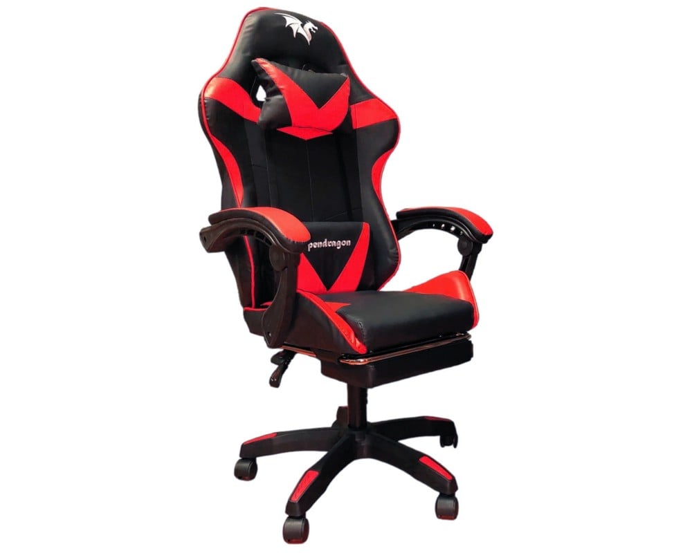 SILLA GAMER PENDRAGON 730-5 NEGRA ROJA RECLINABLE APOYAPIES - 1