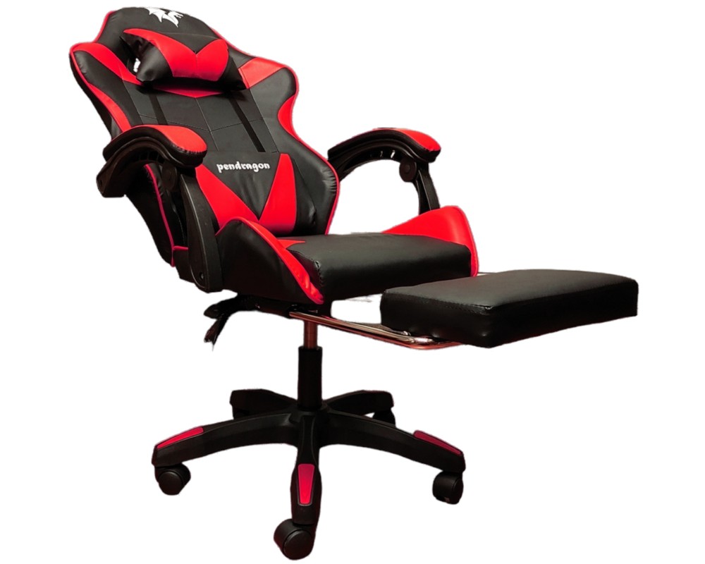 SILLA GAMER PENDRAGON 730-5 NEGRA ROJA RECLINABLE APOYAPIES - 5