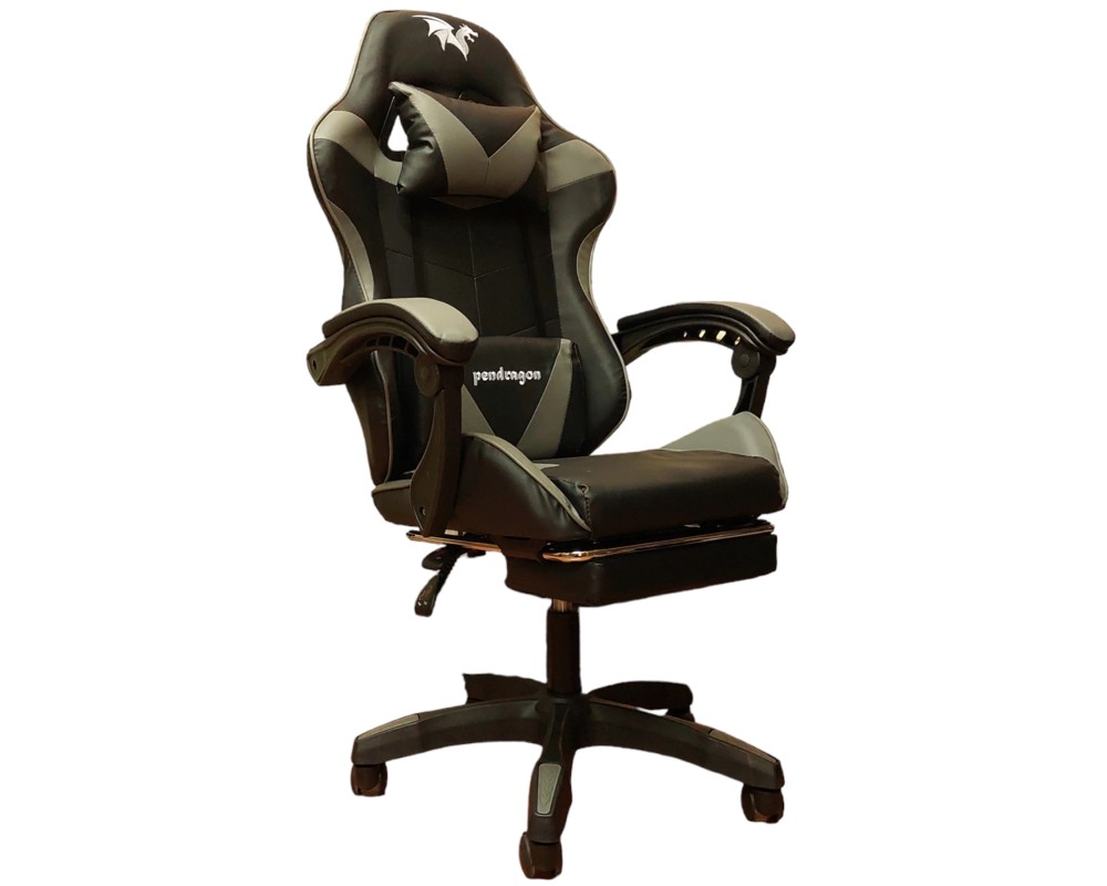 SILLA GAMER PENDRAGON 730-5 NEGRA GRIS RECLINABLE APOYAPIES - 1