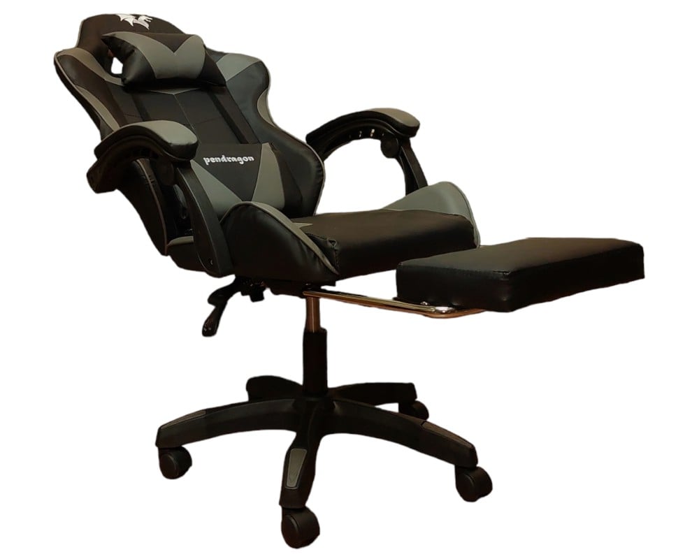 SILLA GAMER PENDRAGON 730-5 NEGRA GRIS RECLINABLE APOYAPIES - 3