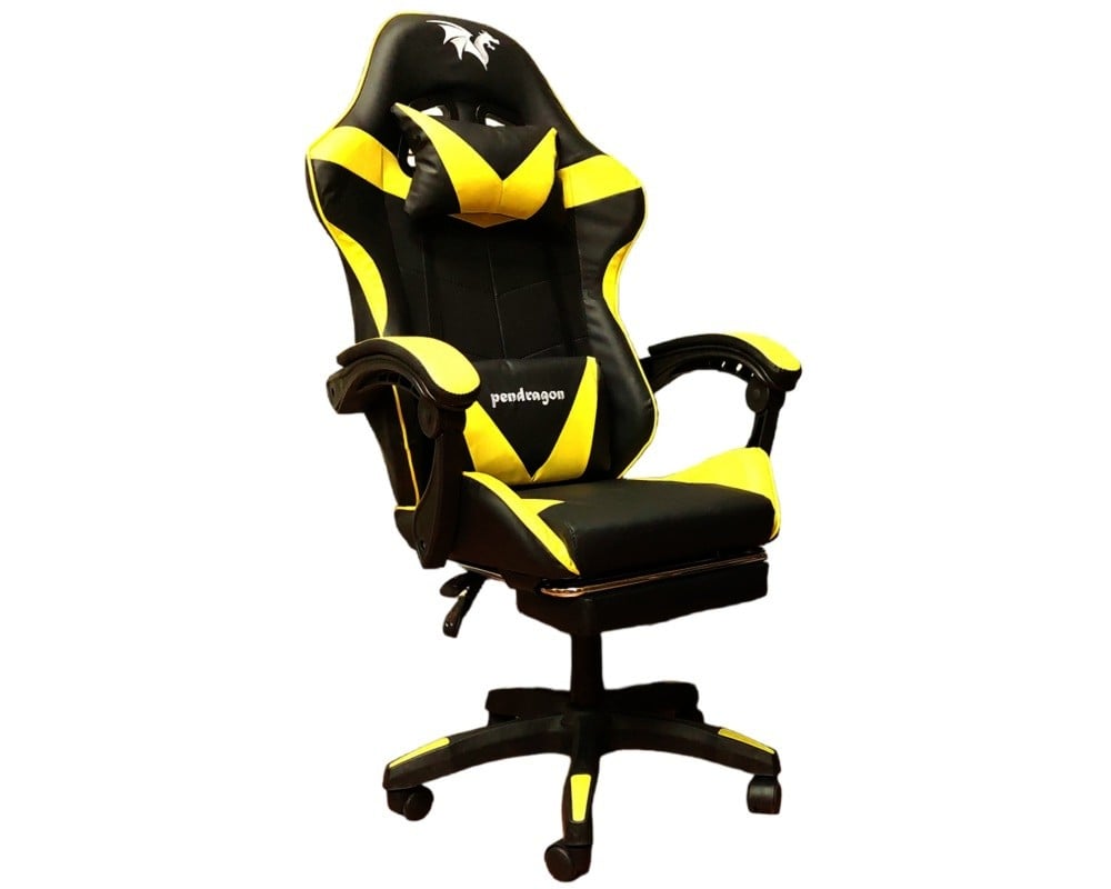 SILLA GAMER PENDRAGON 730-5 NEGRA AMARILLA RECLINABLE APOYAPIES - 1