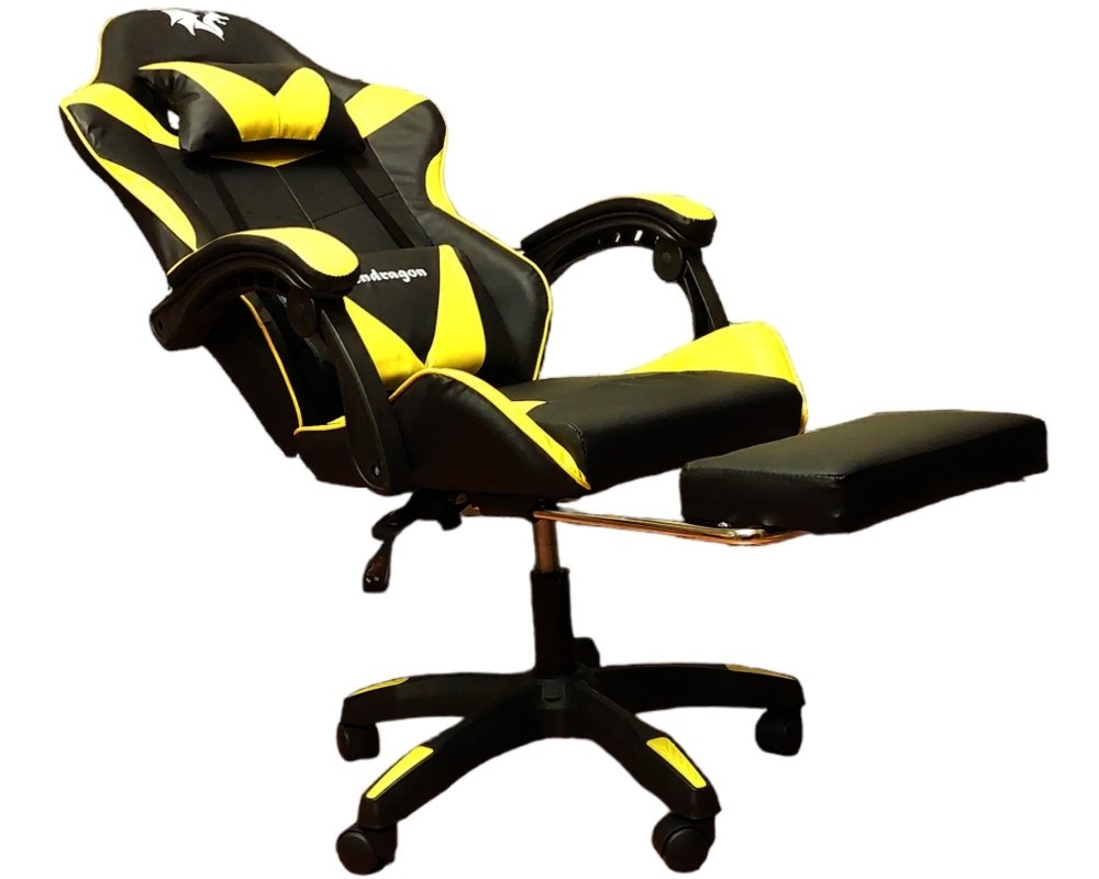 SILLA GAMER PENDRAGON 730-5 NEGRA AMARILLA RECLINABLE APOYAPIES - 4