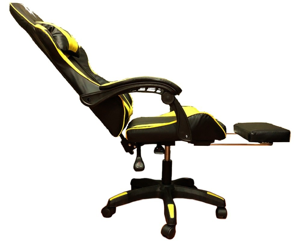 SILLA GAMER PENDRAGON 730-5 NEGRA AMARILLA RECLINABLE APOYAPIES - 6