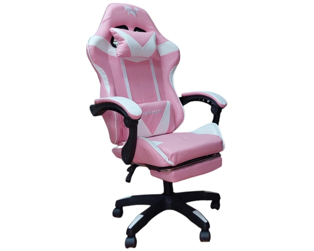 SILLA GAMER PENDRAGON 730-5 ROSADA BLANCA RECLINABLE APOYAPIES - 1