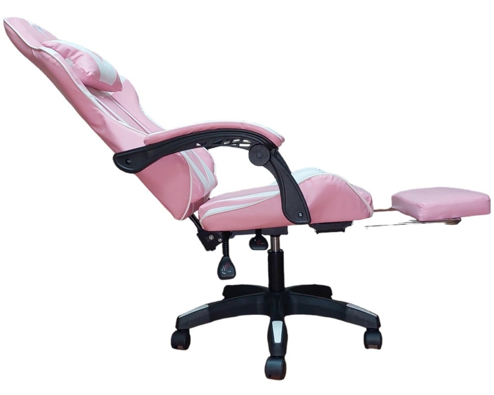 SILLA GAMER PENDRAGON 730-5 ROSADA BLANCA RECLINABLE APOYAPIES - 3