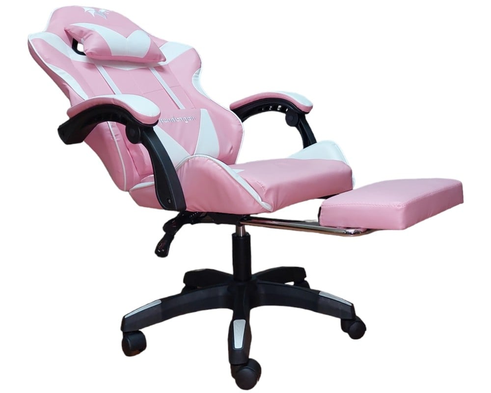 SILLA GAMER PENDRAGON 730-5 ROSADA BLANCA RECLINABLE APOYAPIES - 4