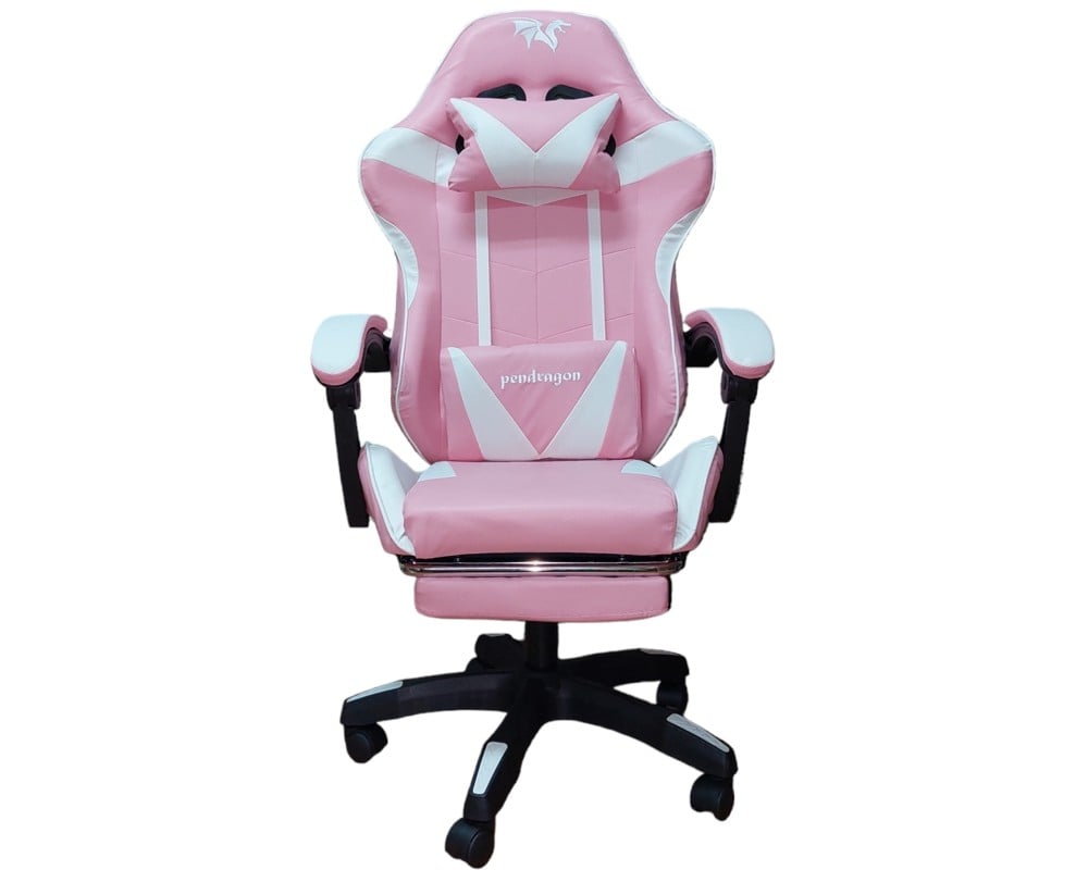 SILLA GAMER PENDRAGON 730-5 ROSADA BLANCA RECLINABLE APOYAPIES - 5