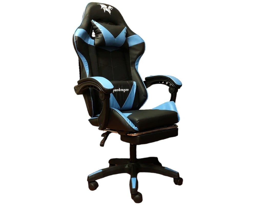 SILLA GAMER PENDRAGON 730-5 NEGRA CELESTE RECLINABLE APOYAPIES - 1