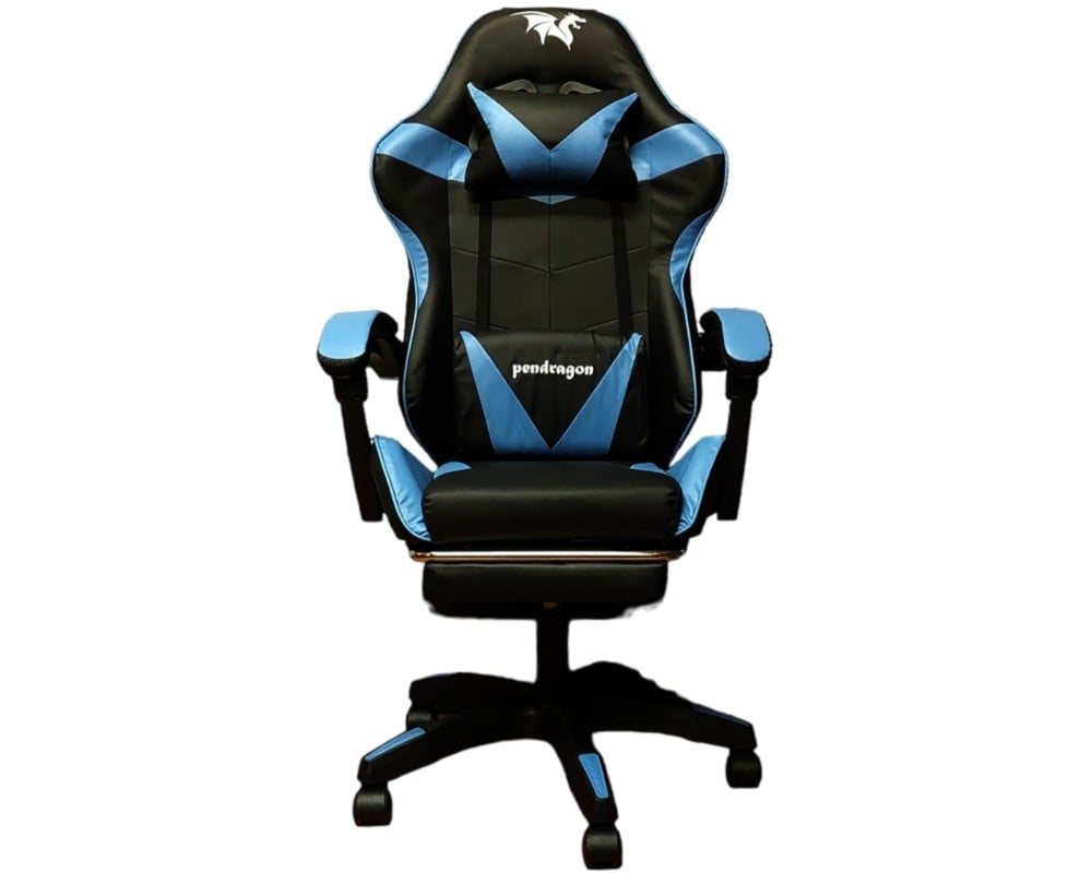 SILLA GAMER PENDRAGON 730-5 NEGRA CELESTE RECLINABLE APOYAPIES - 4