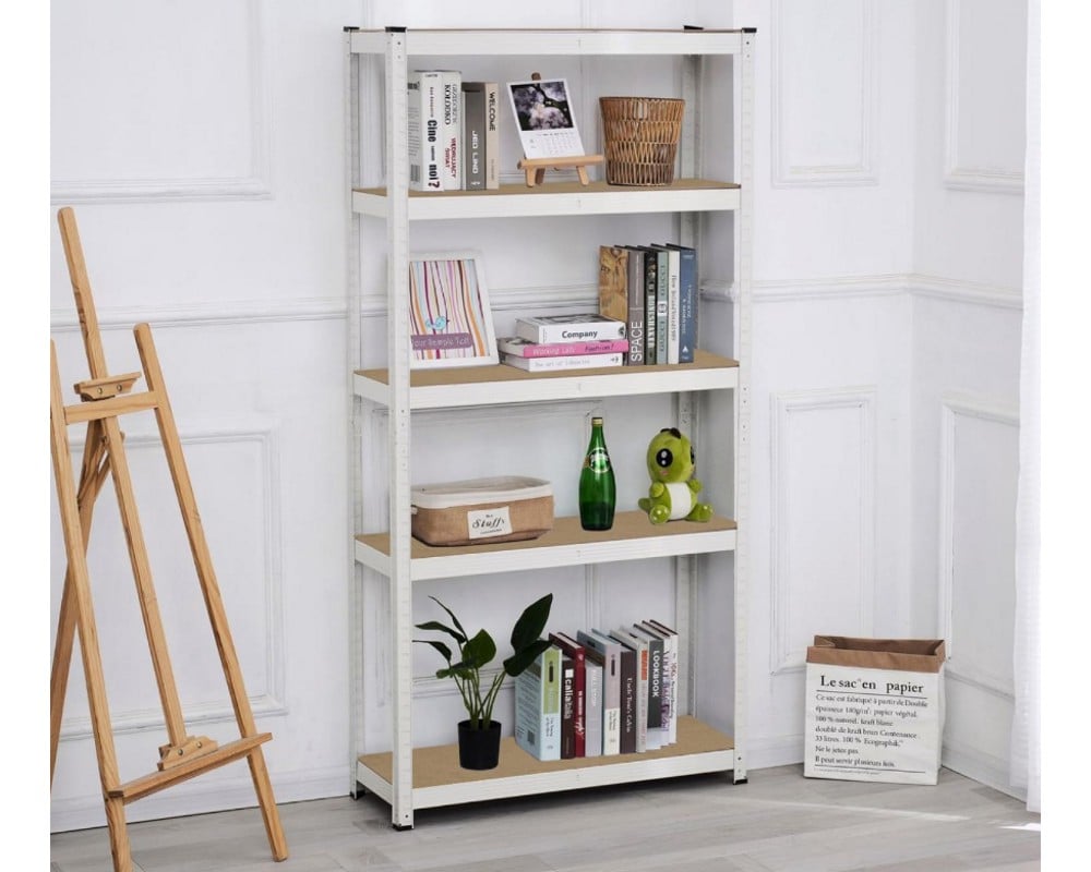 ESTANTE METALICO BLANCO 180X120X45CM 5 REPISAS DE MDF AJUSTABLES 175K POR REPISA - 4