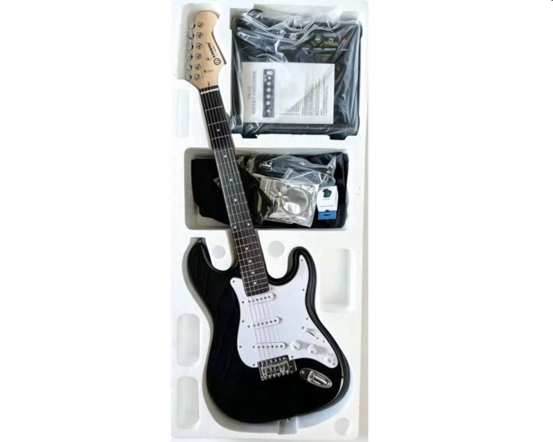 KIT GUITARRA ELECTRICA NEGRA ADULTO 39' AMPLIFICADOR 15W Y ACCESORIOS - 3