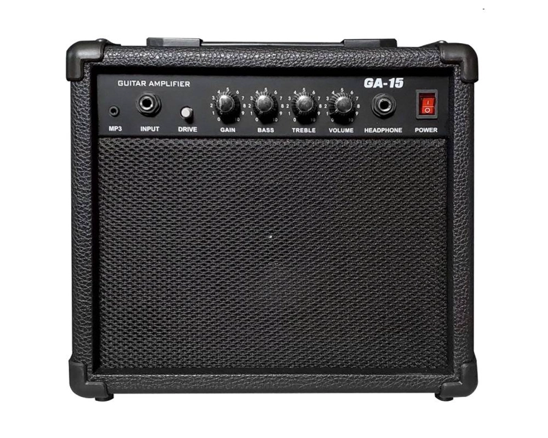 KIT GUITARRA ELECTRICA NEGRA ADULTO 39' AMPLIFICADOR 15W Y ACCESORIOS - 4