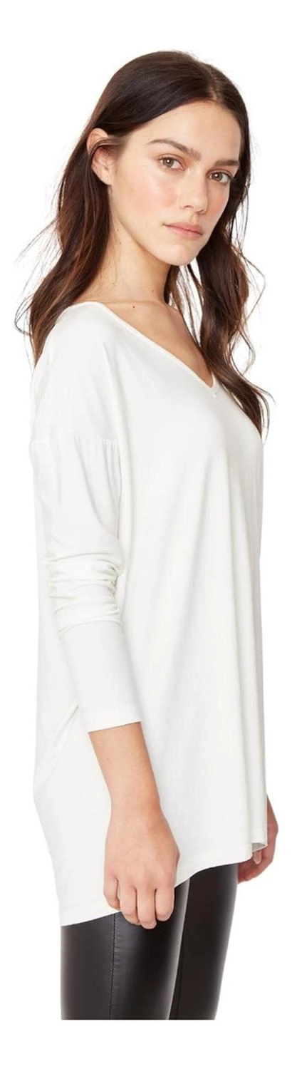POLERA ALANA EN V EN COLOR BLANCO JACINTA TIENDA - 2