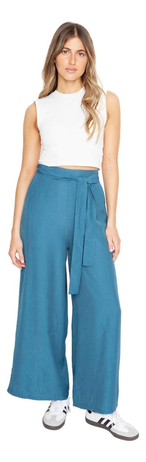 PANTALÓN MUJER JACINTA TIENDA PETROLEO GRETA LARGO III PETRÓLEO - 1