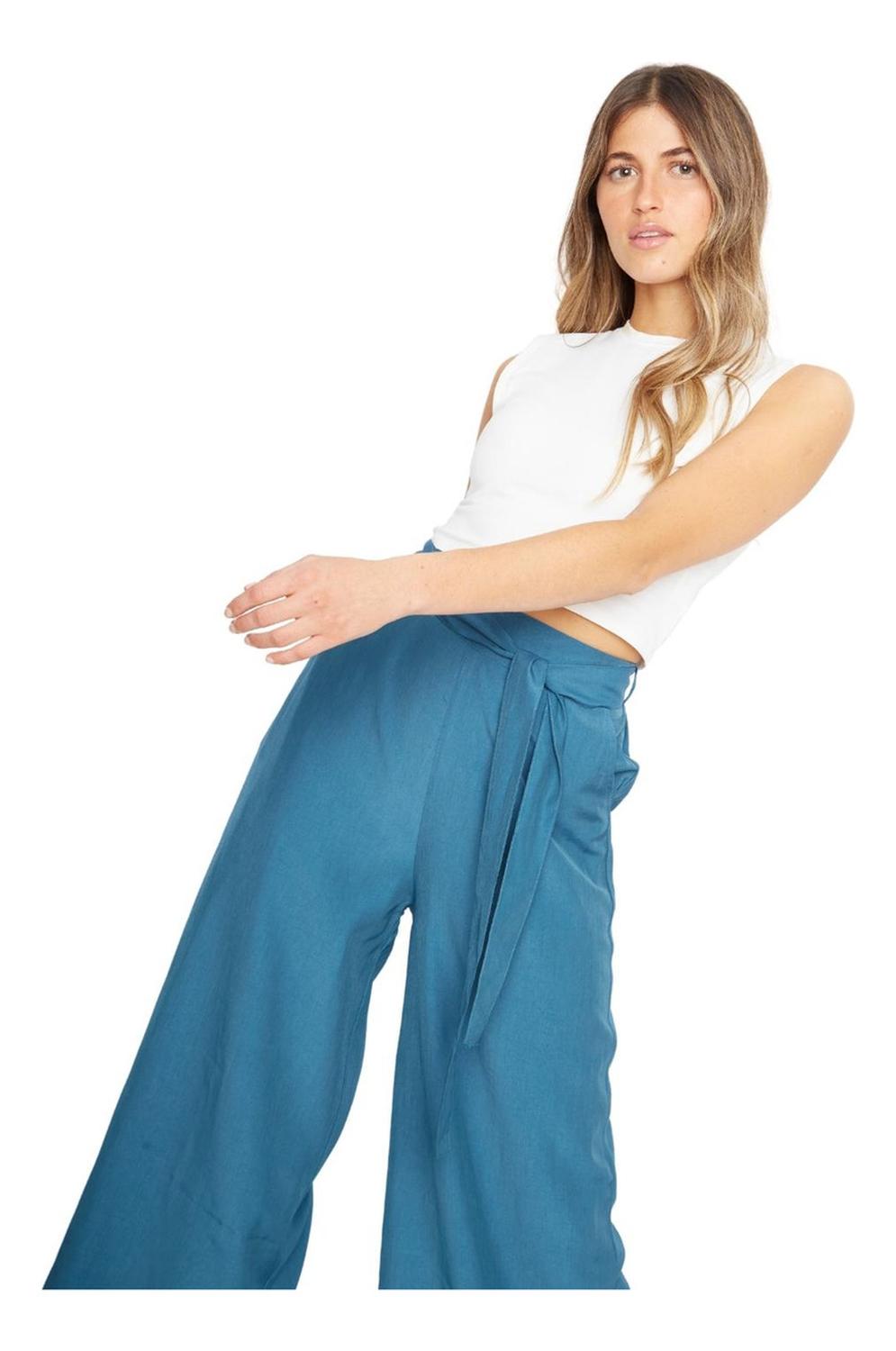 PANTALÓN MUJER JACINTA TIENDA PETROLEO GRETA LARGO III PETRÓLEO - 6