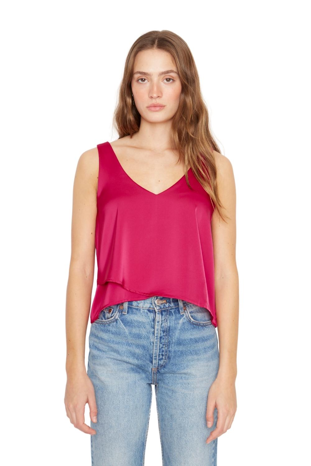 POLERA SARA SIN MANGAS SATIN FUCSIA - 2