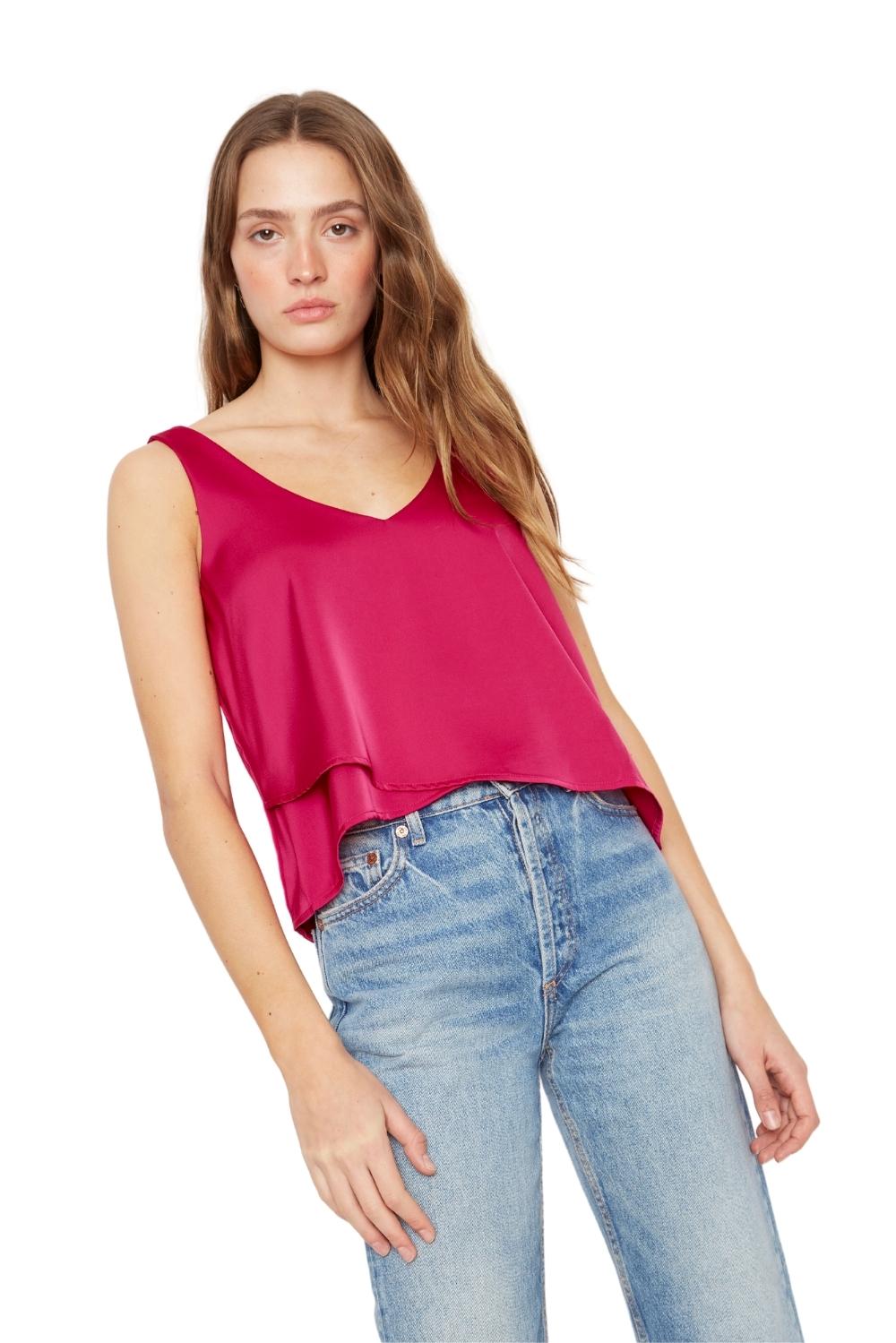 POLERA SARA SIN MANGAS SATIN FUCSIA - 5