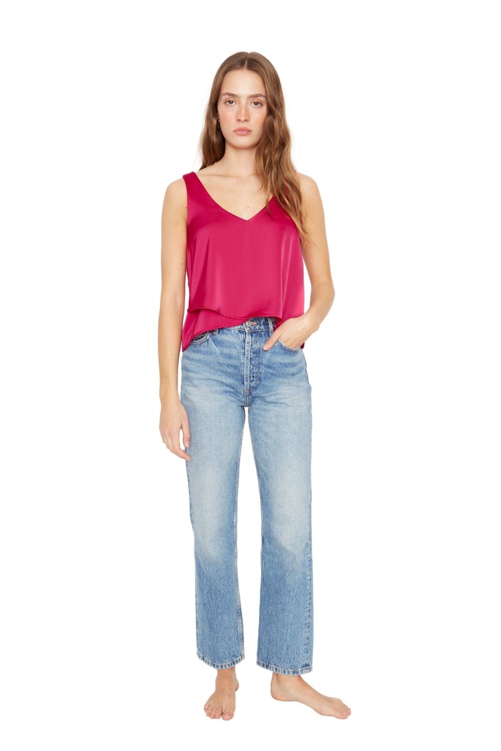POLERA SARA SIN MANGAS SATIN FUCSIA - 7