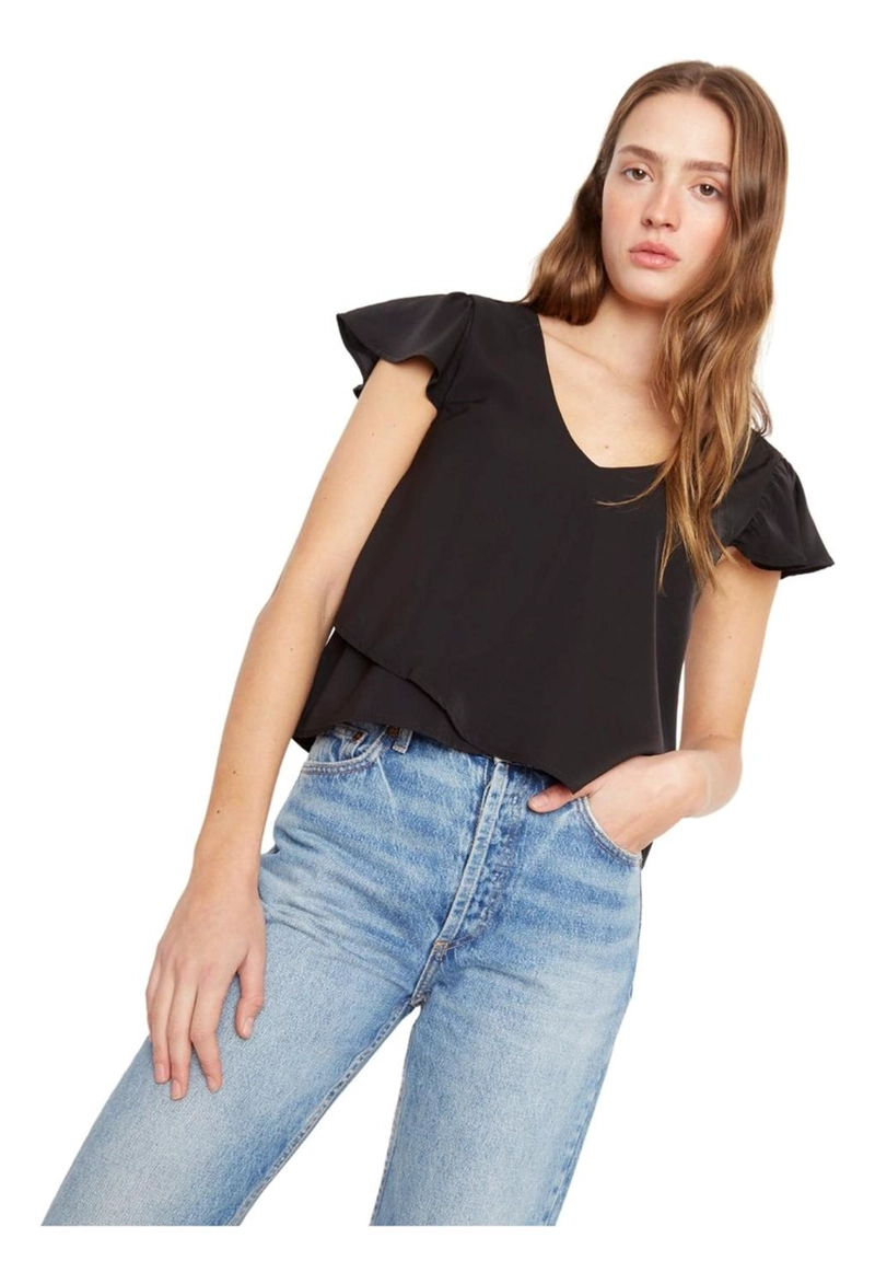 POLERA SARA MANGA CORTA III EN COLOR NEGRO JACINTA TIENDA - 1