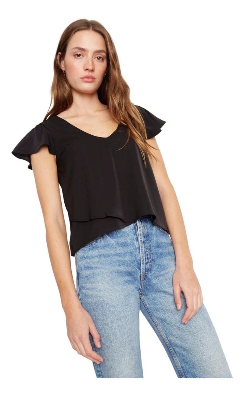 POLERA SARA MANGA CORTA III EN COLOR NEGRO JACINTA TIENDA - 4
