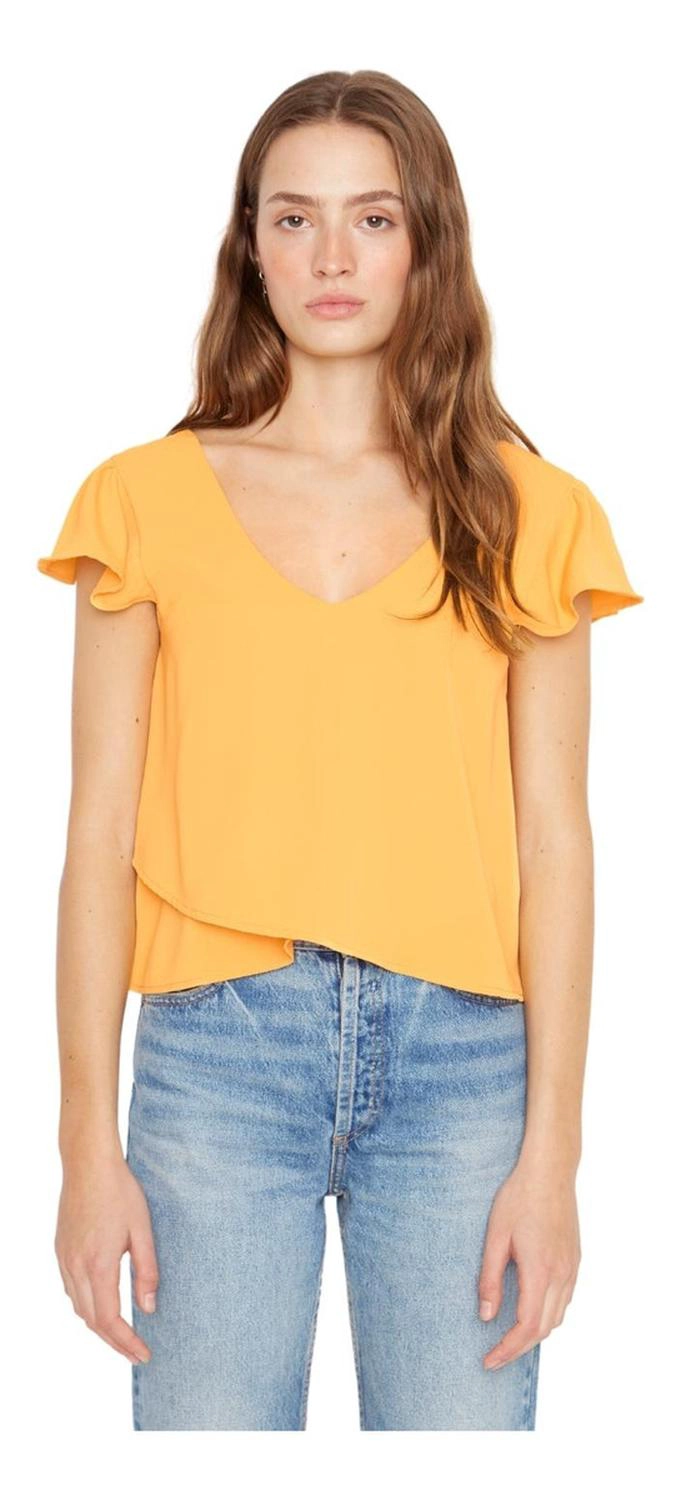 POLERA SARA MANGA CORTA III EN COLOR AMARILLO JACINTA TIENDA - 1