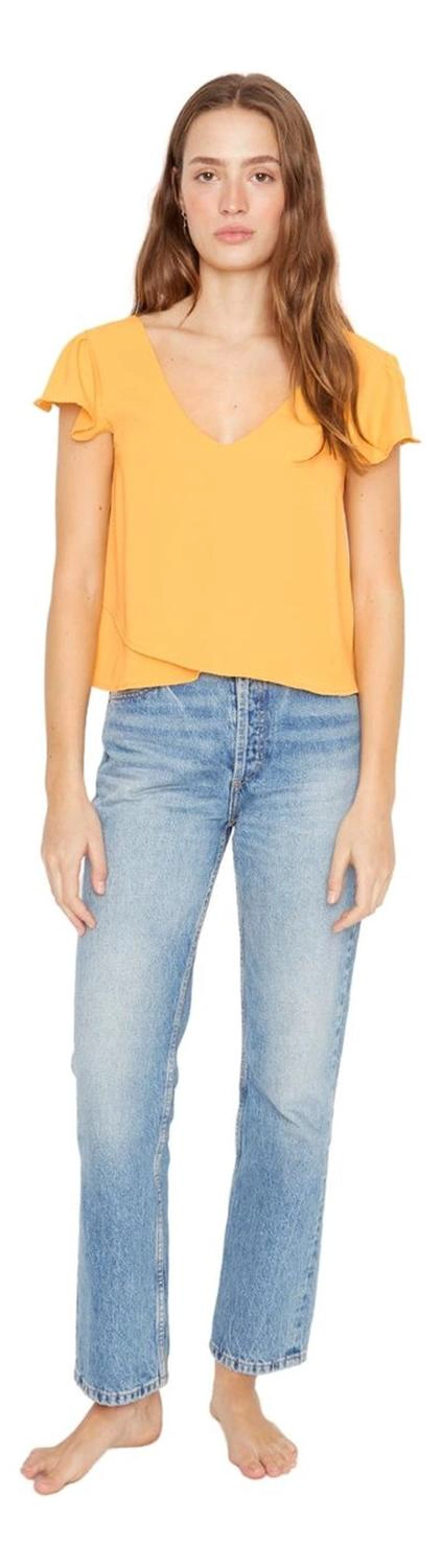 POLERA SARA MANGA CORTA III EN COLOR AMARILLO JACINTA TIENDA - 2