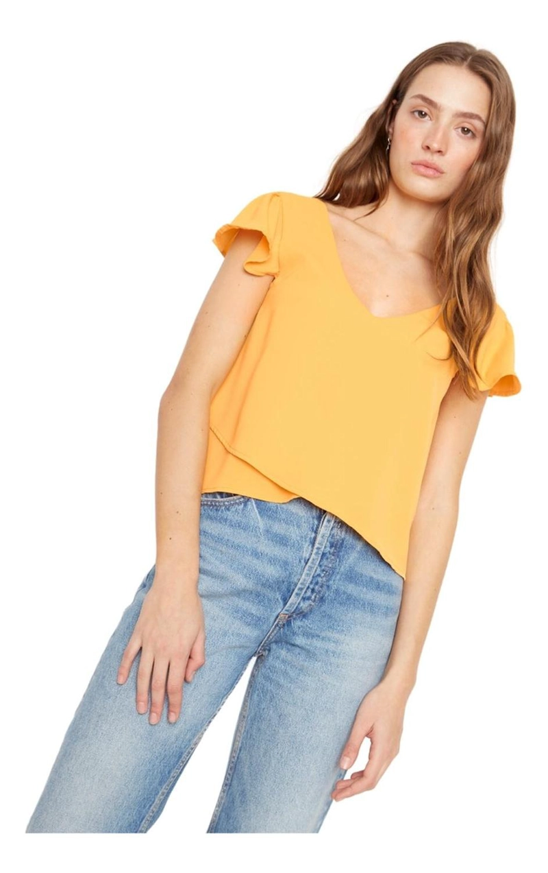 POLERA SARA MANGA CORTA III EN COLOR AMARILLO JACINTA TIENDA - 3