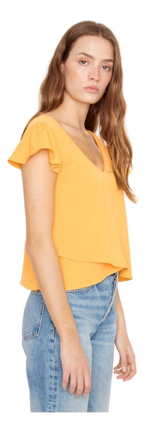 POLERA SARA MANGA CORTA III EN COLOR AMARILLO JACINTA TIENDA - 4