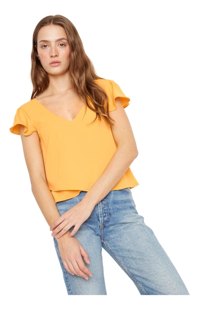 POLERA SARA MANGA CORTA III EN COLOR AMARILLO JACINTA TIENDA - 5