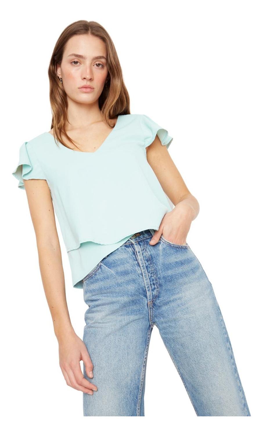 POLERA SARA MANGA CORTA III CELESTE JACINTA TIENDA - 1