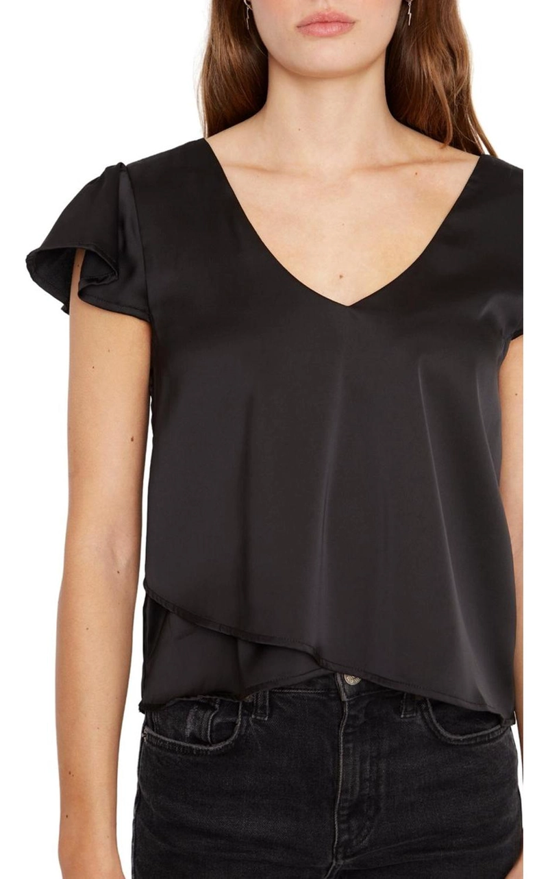 POLERA SARA MANGA CORTA SATIN EN COLOR NEGRO JACINTA TIENDA - 6
