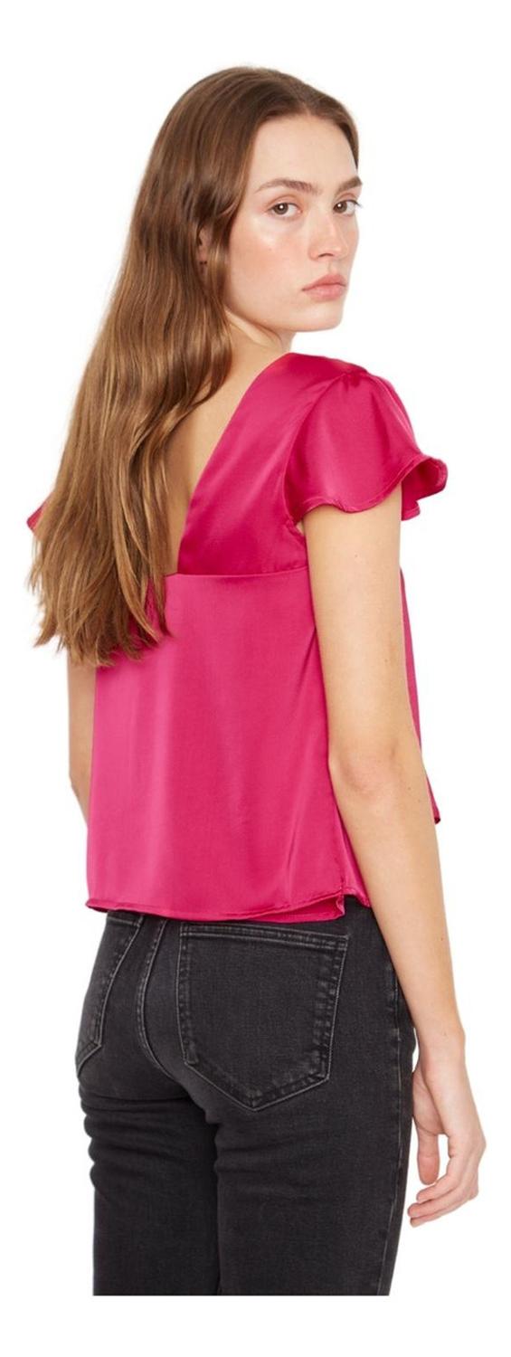 POLERA SARA MANGA CORTA SATIN FUCSIA JACINTA TIENDA - 4