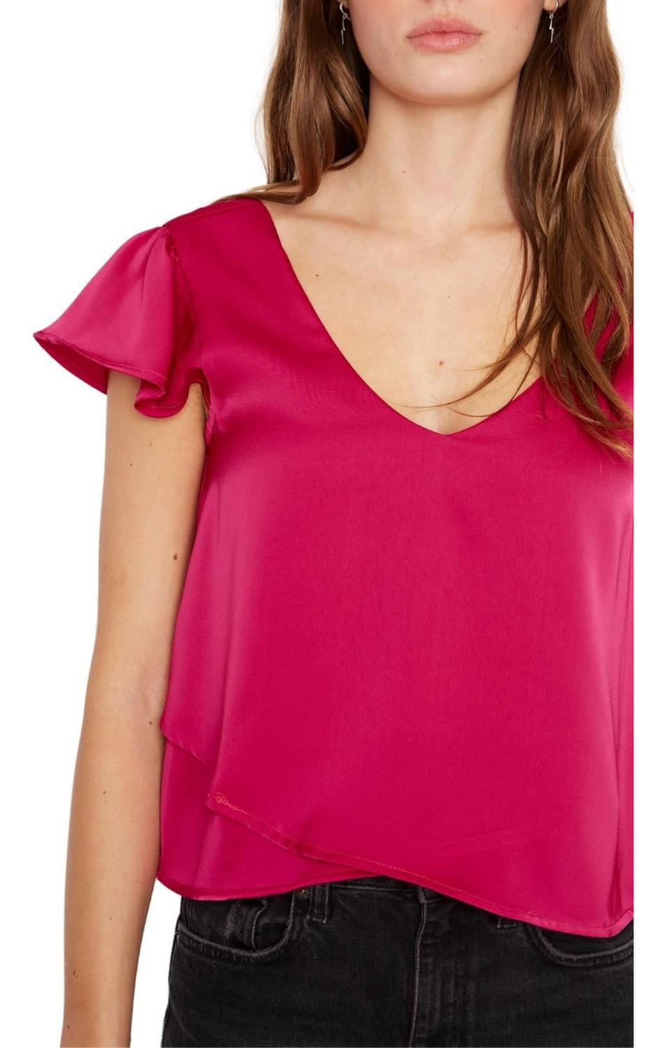 POLERA SARA MANGA CORTA SATIN FUCSIA JACINTA TIENDA - 6