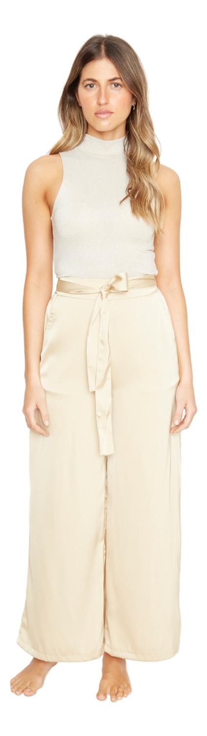PANTALÓN MUJER JACINTA TIENDA DORADO GRETA LARGO SATIN - 1