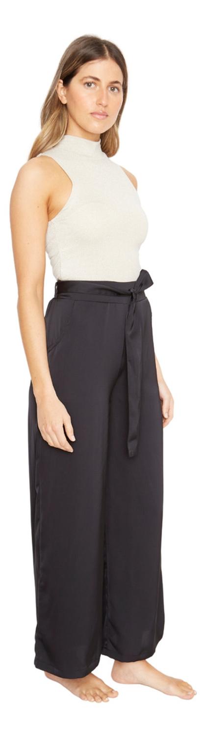 PANTALON GRETA LARGO SATIN NEGRO JACINTA TIENDA - 2