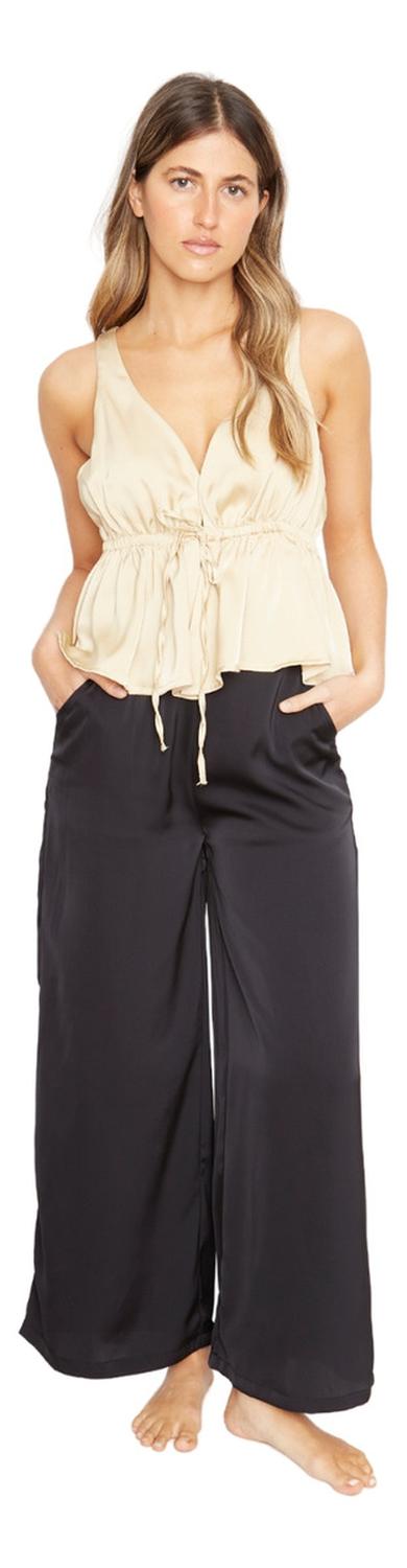 PANTALON GRETA LARGO SATIN NEGRO JACINTA TIENDA - 5