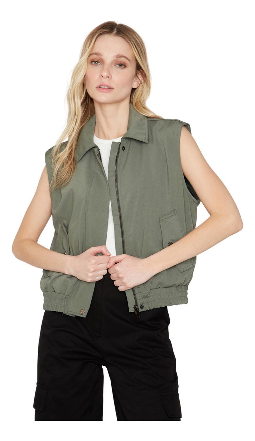 CHAQUETA BOMBER SIN MANGAS VERDE JACINTA TIENDA - 1