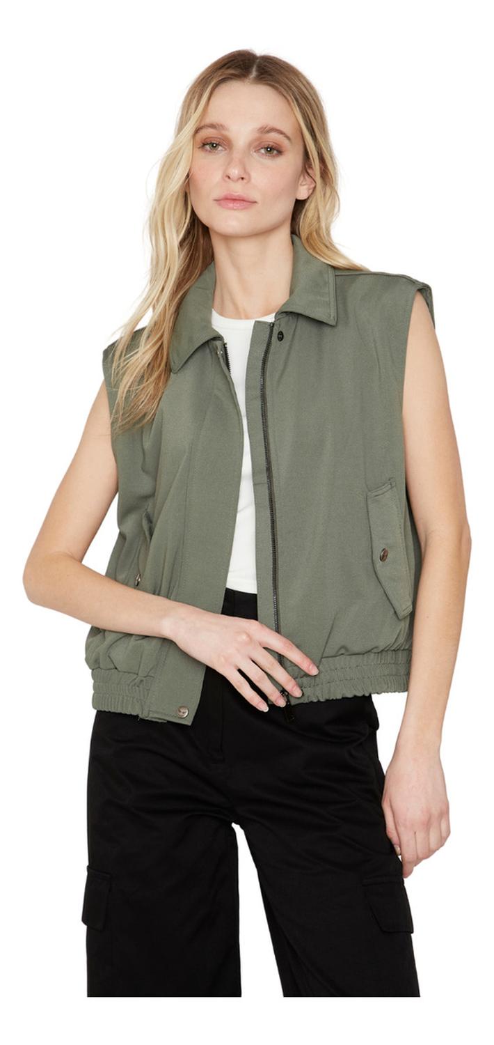 CHAQUETA BOMBER SIN MANGAS VERDE JACINTA TIENDA - 2