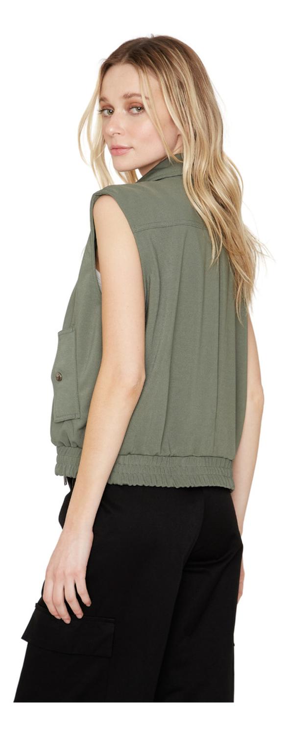 CHAQUETA BOMBER SIN MANGAS VERDE JACINTA TIENDA - 4