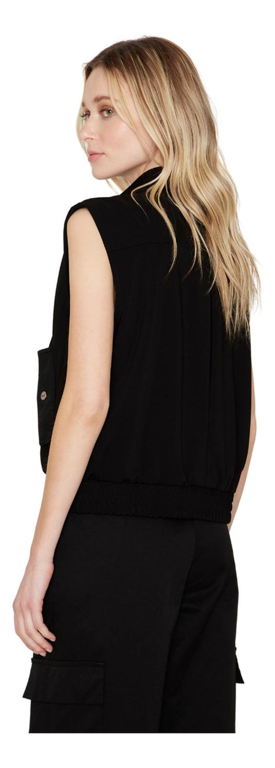 CHAQUETA BOMBER SIN MANGAS EN COLOR NEGRO JACINTA TIENDA - 3