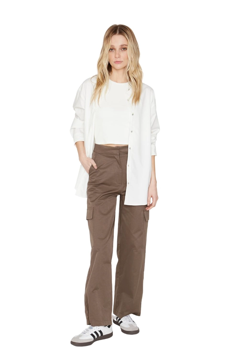 PANTALÓN CARGO ALGODÓN MUJER JACINTA TIENDA CAFÉ - 1